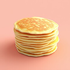 Fluffy Pancake Stack on Peach Background