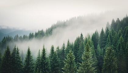 fog in the mountains with white background 
