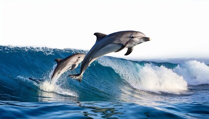 Obraz premium dolphin jumping and fun out of water with white background 