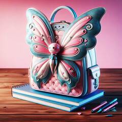 Adorable Butterfly Backpack Pink and Turquoise Design with Playful, Whimsical Details
