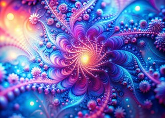 Glowing Fractal Art: Pink, Purple, Blue Vintage Photo