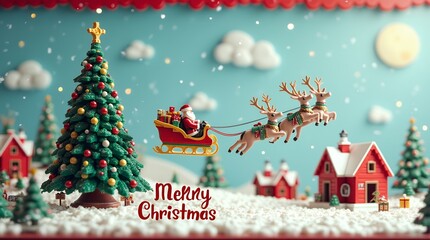 Christmas miniature diorama : Night in a Snowy Village, Santa Claus and reindeer, Christmas Tree and Snowman, and more