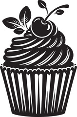 Delicious cup cake silhouette vector illustration isolated on a white background