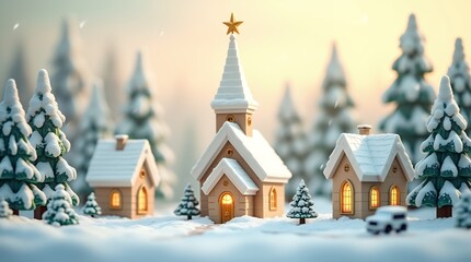 Christmas miniature diorama : Night in a Snowy Village, Santa Claus and reindeer, Christmas Tree and Snowman, and more