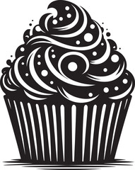 Delicious cup cake silhouette vector illustration isolated on a white background