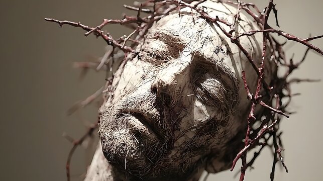 A head covered in thorns, symbolic of mental anguish and self-inflicted pain