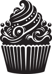 Delicious cup cake silhouette vector illustration isolated on a white background