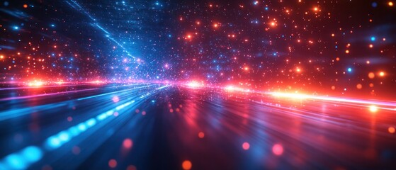 Abstract light trails in vibrant colors