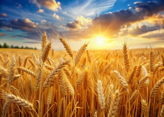 Golden Wheat Field Harvest, Autumn Landscape, Rural Scene, PNG Background