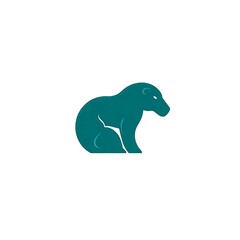 Obraz premium Serene Teal Bear Logo: Minimalist design of a bear sitting, rendered in a calming teal hue. Perfect for nature-themed brands, eco-conscious businesses, or children's products. 