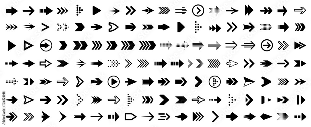 Poster arrows big black set icons, arrow icon, modern simple arrows, arrow vector collection cursor sign