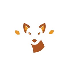 Fototapeta premium Autumn Fox Logo: A minimalist and modern logo design featuring a stylized fox head with autumn leaves, perfect for a brand seeking a touch of nature and elegance. 
