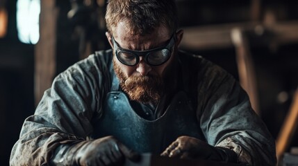 Obraz premium skilled craftsman working in a metal workshop