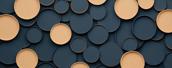 A visually striking pattern of overlapping circles in varying shades, showcasing a blend of earthy tones against a dark background.