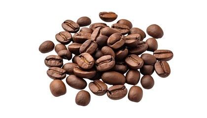 Naklejka premium Coffee Beans: A close-up image of roasted coffee beans, showcasing the rich, dark brown color and intricate details of these aromatic beans.
