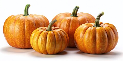 Obraz premium Halloween Pumpkins, Isolated Set of Four, High-Resolution Image, Spooky Autumn Decor