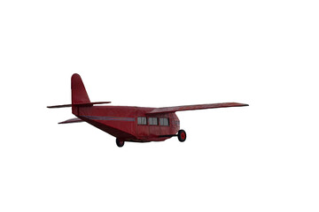 old red plane, isolated on white background