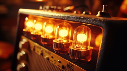 vintage tube amplifier close-up