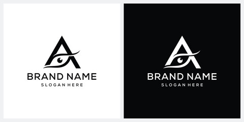 Initial letter A eye vision logo design vector template 