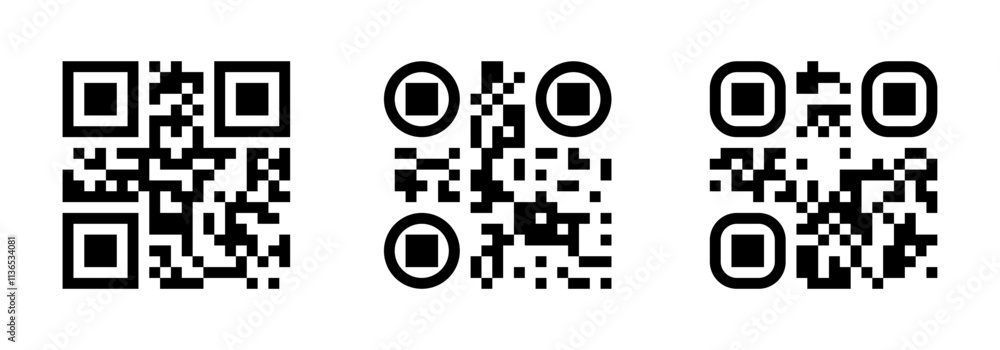 Poster three qr codes icon, code in different variations