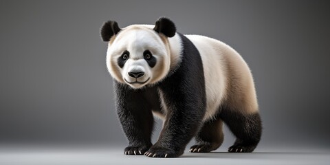 Obraz premium Studio photo of a panda bear isolated against a white background. Wildlife and conservation concept, space for copy.