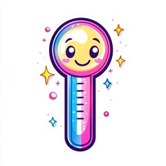 Cute Thermometer Icon with Happy Face