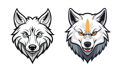 Angry Wolf Head Vector wolf head mascot Logo design set illustration