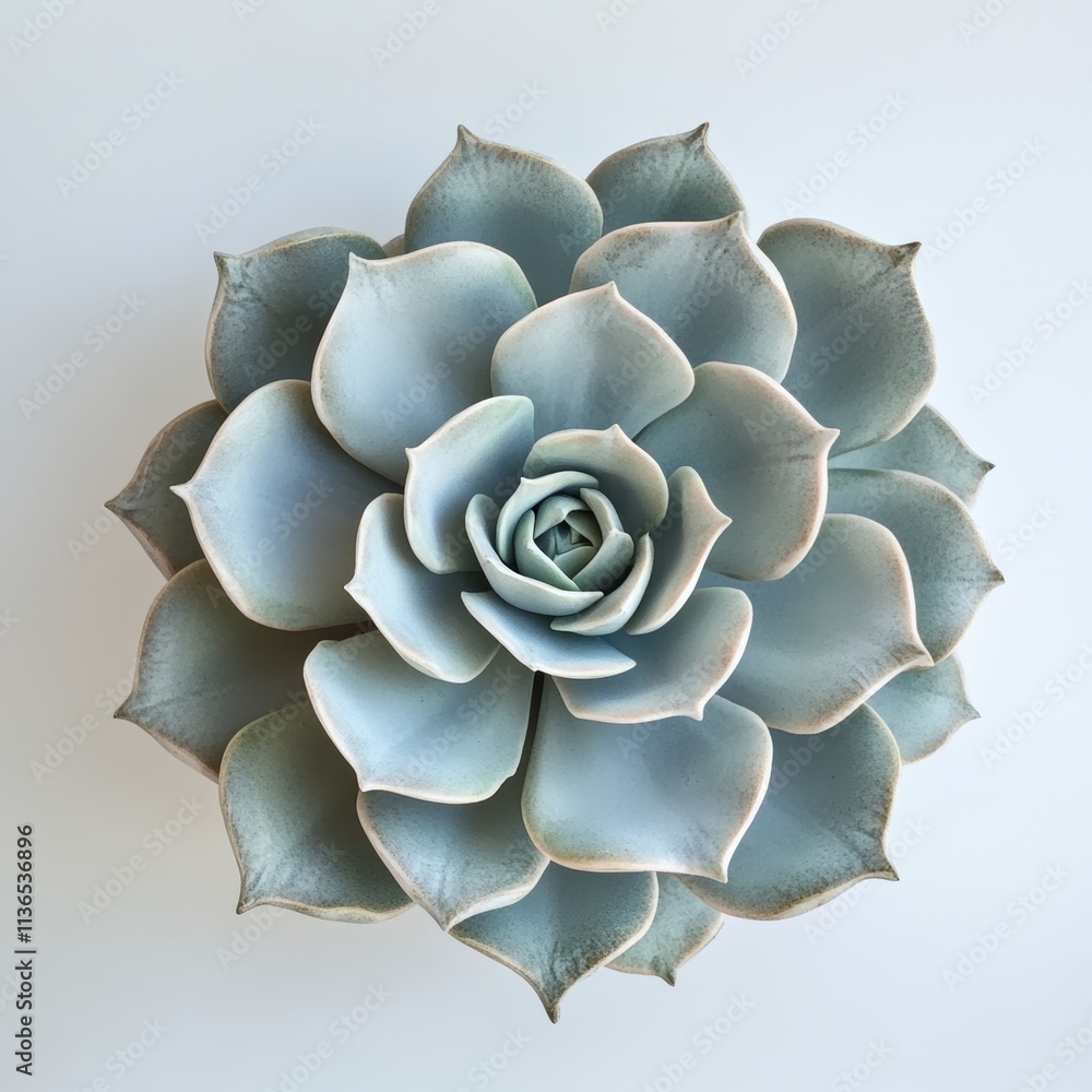 Poster a floating succulent plant with intricate rosette leaf patterns surrounded by ample negative space