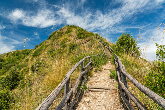 Scenic sight along the Lovers Path (Sentiero degli innamorati) in Ascea Marina, Cilento, Campania, Italy,