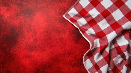 Naklejka premium Checkered tablecloth display home decor image cozy setting close-up