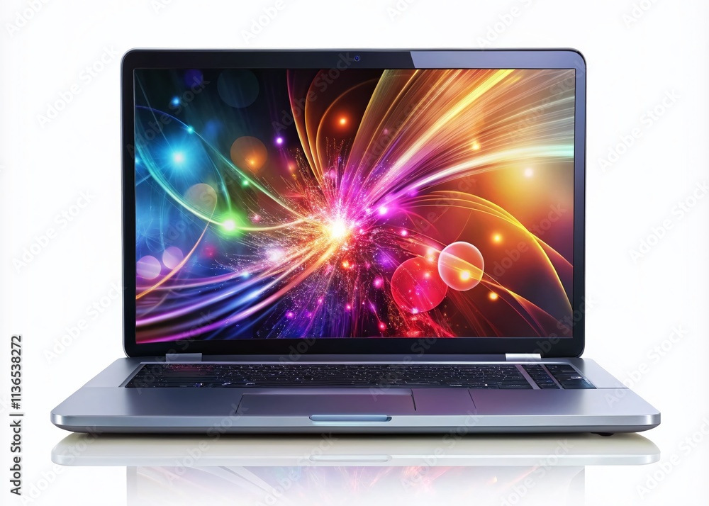 Poster isolated laptop with high depth of field showcasing modern technology on a clean background for prof