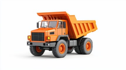 Fototapeta premium Orange dump truck isolated on white background for transport use