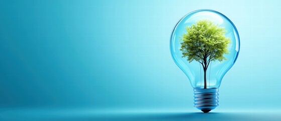Light bulb with a green tree inside, representing eco-friendly energy concepts.