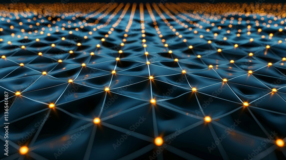 Aufkleber abstract digital grid with glowing orange nodes reflecting a modern technological theme. good for de