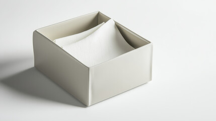 Functional napkin holder with white napkins, perfect for dining tables and kitchens. This elegant design adds modern touch to any setting, enhancing your dining experience