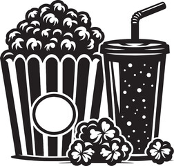 Popcorn bucket silhouette vector illustration isolated on a white background