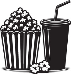 Popcorn bucket silhouette vector illustration isolated on a white background