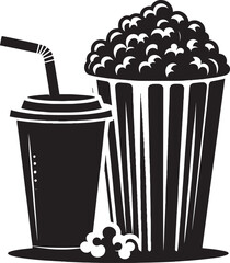 Popcorn bucket silhouette vector illustration isolated on a white background