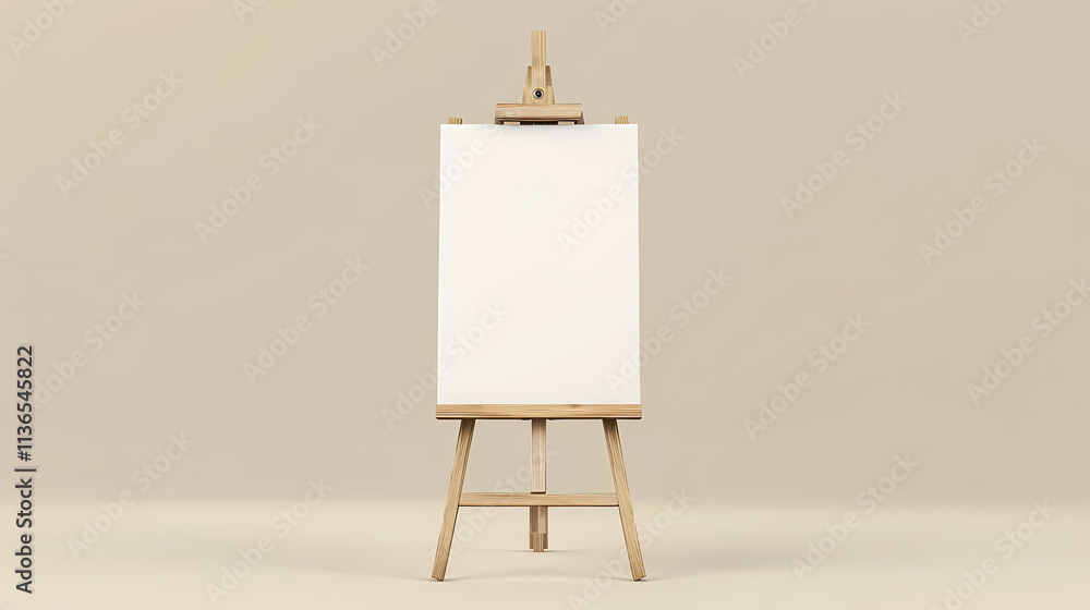 Poster blank canvas on easel: a minimalist, elegant image of a blank canvas on an easel, ready to be filled