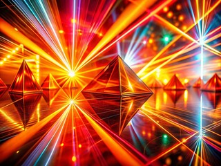 Long Exposure Prism Photography: Red Orange Geometric Light Reflections Abstract Art