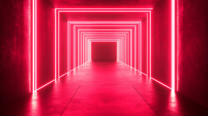 Abstract red tunnel with light