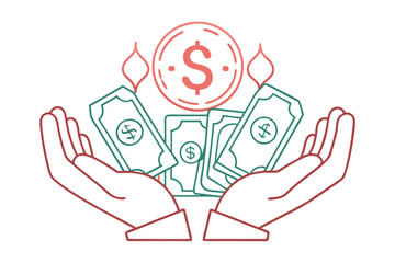  a hands holding money vector illustration