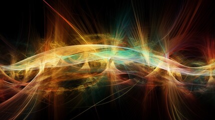 Abstract rainbow colored light waves on black background, banner, wallpaper, phone background