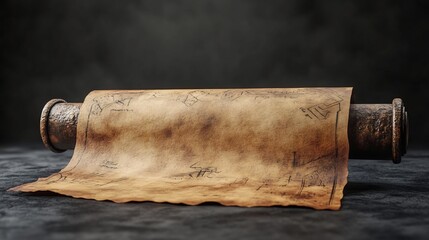 Mockup of an Ancient Parchment Scroll on Transparent Background