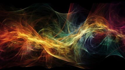 Abstract rainbow colored light waves on black background, banner, wallpaper, phone background