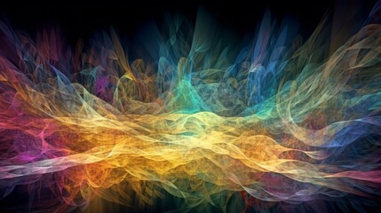 Abstract rainbow colored light waves on black background, banner, wallpaper, phone background