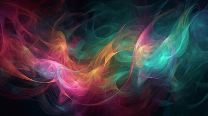 Abstract rainbow colored light waves on black background, banner, wallpaper, phone background