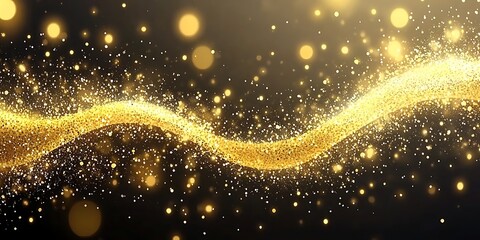 Golden Wave Abstract Background, bokeh, sparkling, glitter, Generative Ai