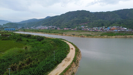 Fototapeta premium Aerial view of Lake Limboto in the afternoon