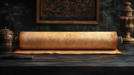 Fototapeta premium Mockup of an Ancient Parchment Scroll on Transparent Background